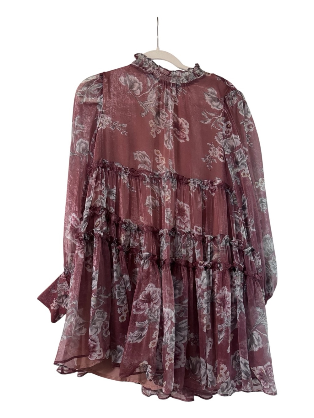 En Saison Floral Ruffle Mini Dress in Mauve and White